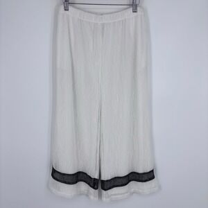 IC by Connie K White Mesh Knit Wide Leg Palazzo Pants Women Large Beach Resort